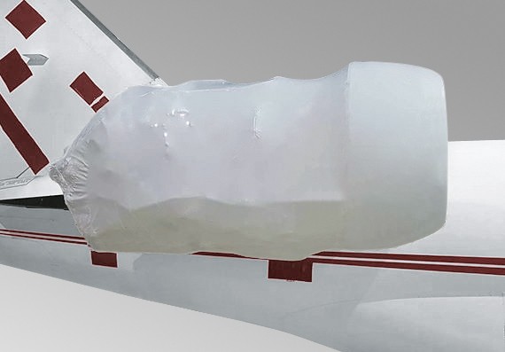 Un réacteur d'avion ultra protégé grace à Express Shrink Wrapping